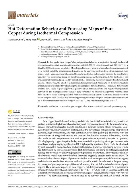 Hot Deformation Behavior and Processing Maps of Pure Copper 